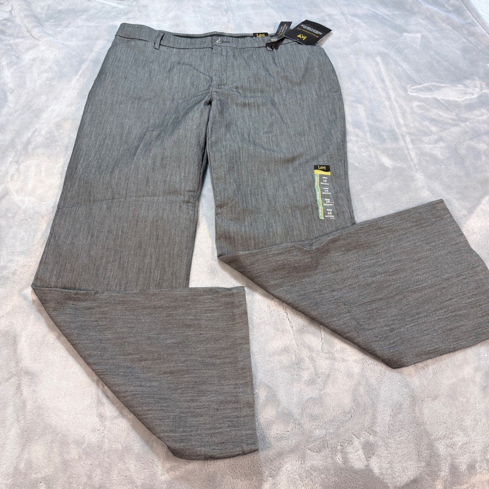 Lee Flex Motion Mid Rise Regular‎ Fit Trouser Pants Womens Size 16 Medium Gray